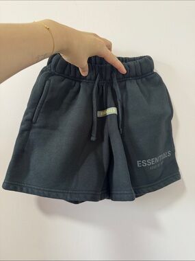 Essentials Black Logo Drawstring Shorts